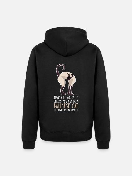 Be Yourself - Balinese Cat - Unisex Premium Organic Zip Hoodie - black