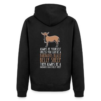 Sei Du Selbst - Barbados Black Belly Sheep - Unisex Premium Bio Zip Hoodie - Schwarz - Hinten - Nico (187cm)