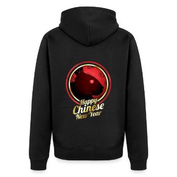 2023 Rabbit Happy Chinese New Year - Unisex Premium Organic Zip Hoodie - black - Back - Nico (187cm)