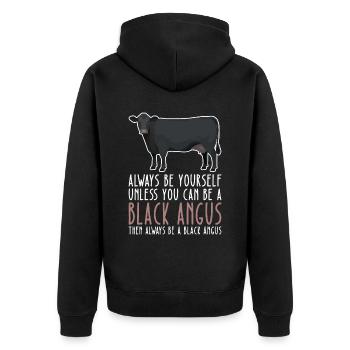 Soyez vous-même – Black Angus - Veste à capuche bio Premium Unisexe - noir - Dos - Nico (187cm)