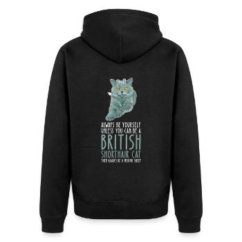 Soyez vous-même - Chat britannique à poil court - Veste à capuche bio Premium Unisexe - noir - Dos - Nico (187cm)