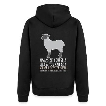 Be Yourself - Border Leicester Sheep - Unisex Premium Organic Zip Hoodie - black - Back - Nico (187cm)
