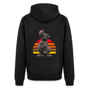 Yoga Hippo - Unisex Premium Bio Zip Hoodie - Schwarz - Hinten - Nico (187cm)
