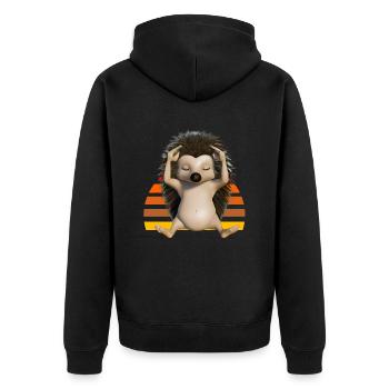 Igel Yoga - Unisex Premium Bio Zip Hoodie - Schwarz - Hinten - Nico (187cm)
