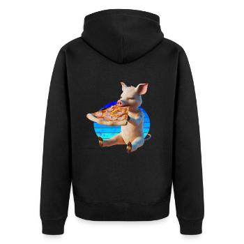 Piggy in Paradise Pizza - Veste à capuche bio Premium Unisexe - noir - Dos - Nico (187cm)