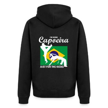 Instruments de capoeira pour la danse brésilienne - Veste à capuche bio Premium Unisexe - noir - Dos - Nico (187cm)