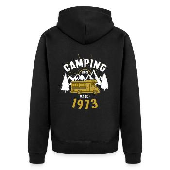 Anniversaire: Camping depuis mars 1973 Camping-car - Veste à capuche bio Premium Unisexe - noir - Dos - Nico (187cm)