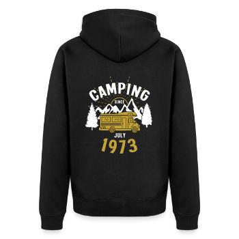 Anniversaire: Camping depuis juillet 1973 Camping-car - Veste à capuche bio Premium Unisexe - noir - Dos - Nico (187cm)