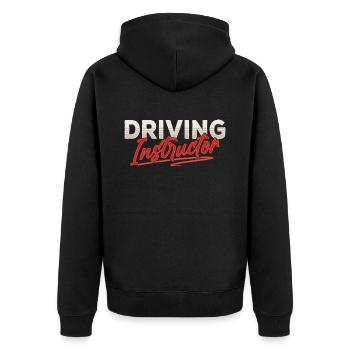 Fahrlehrer Fahrschule Fahrstunde Fahrschüler - Unisex Premium Bio Zip Hoodie - Schwarz - Hinten - Nico (187cm)