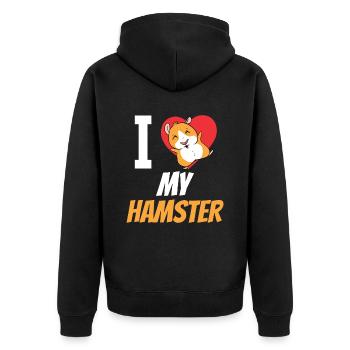 I love my hamster cute pet owner - Unisex Premium Organic Zip Hoodie - black - Back - Nico (187cm)