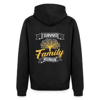 Ich Habe Ein Familientreffen Überlebt Team Familie - Unisex Premium Bio Zip Hoodie - Schwarz - Hinten - Nico (187cm)