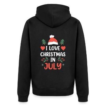 I love Christmas in July Christmas in July - Unisex Premium Organic Zip Hoodie - black - Back - Nico (187cm)