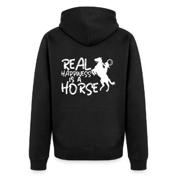 Le vrai bonheur est un cheval - - Veste à capuche bio Premium Unisexe - noir - Dos - Nico (187cm)