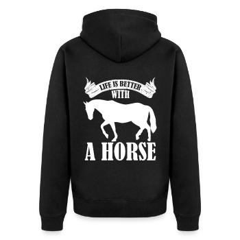 La vie est meilleure avec un cheval - - Veste à capuche bio Premium Unisexe - noir - Dos - Nico (187cm)