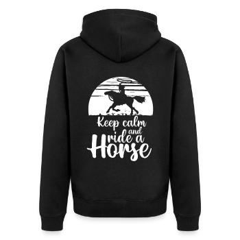 Restez calme et montez à cheval - - Veste à capuche bio Premium Unisexe - noir - Dos - Nico (187cm)