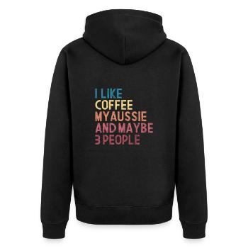 Coffee Aussie - Unisex Premium Organic Zip Hoodie - black - Back - Nico (187cm)