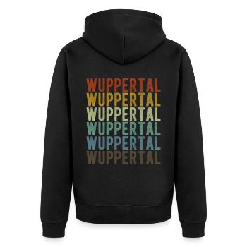 Wuppertal Stadt Retro Vintage - Unisex Premium Bio Zip Hoodie - Schwarz - Hinten - Nico (187cm)