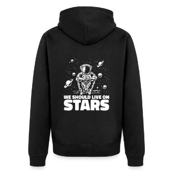Space Space Astronaut Space Colonization - Unisex Premium Organic Zip Hoodie - black - Back - Nico (187cm)