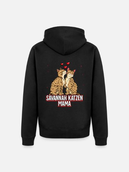 Savannah Katzen Mama - Unisex Premium Bio Zip Hoodie - Schwarz