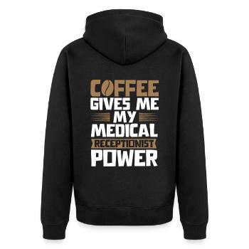 Physician assistant, receptionist - Unisex Premium Organic Zip Hoodie - black - Back - Nico (187cm)