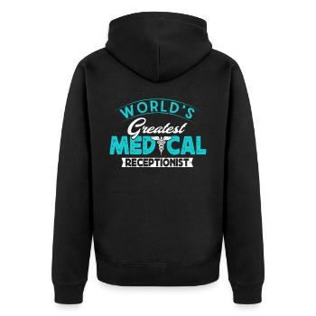 Physician assistant, receptionist - Unisex Premium Organic Zip Hoodie - black - Back - Nico (187cm)