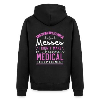 Physician assistant, receptionist - Unisex Premium Organic Zip Hoodie - black - Back - Nico (187cm)