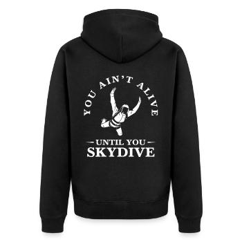 Parachutist - Unisex Premium Organic Zip Hoodie - black - Back - Nico (187cm)