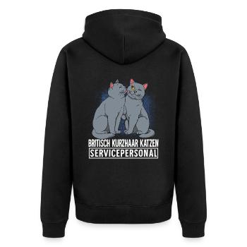 Britisch Kurzhaar Katze - Unisex Premium Bio Zip Hoodie - Schwarz - Hinten - Nico (187cm)
