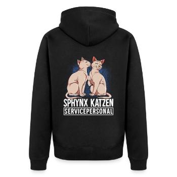 Sphynx Katze - Unisex Premium Bio Zip Hoodie - Schwarz - Hinten - Nico (187cm)