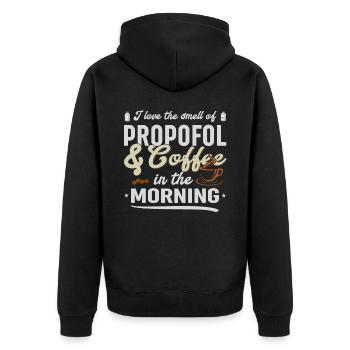 Anesthésie amusante et café - Veste à capuche bio Premium Unisexe - noir - Dos - Nico (187cm)