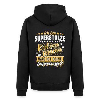 Katzenmama Katze Mama - Unisex Premium Bio Zip Hoodie - Schwarz - Hinten - Nico (187cm)