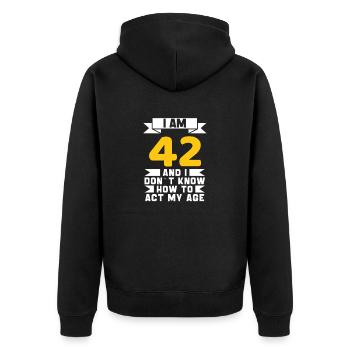 42 Jahre altes 42. lustiges Geburtstagsgeschenk - Unisex Premium Bio Zip Hoodie - Schwarz - Hinten - Nico (187cm)
