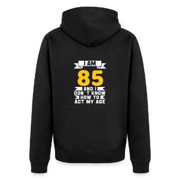 85 Jahre altes 85. lustiges Geburtstagsgeschenk - Unisex Premium Bio Zip Hoodie - Schwarz - Hinten - Nico (187cm)