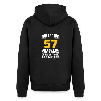 57 Jahre altes 57. lustiges Geburtstagsgeschenk - Unisex Premium Bio Zip Hoodie - Schwarz - Hinten - Nico (187cm)