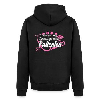 Krankenschwester Krankenpflegerin - Unisex Premium Bio Zip Hoodie - Schwarz - Hinten - Nico (187cm)