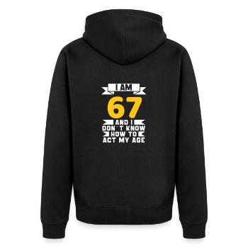 67 Jahre altes 67. lustiges Geburtstagsgeschenk - Unisex Premium Bio Zip Hoodie - Schwarz - Hinten - Nico (187cm)