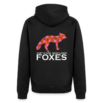 Fuchs mit Blumen - Unisex Premium Bio Zip Hoodie - Schwarz - Hinten - Nico (187cm)