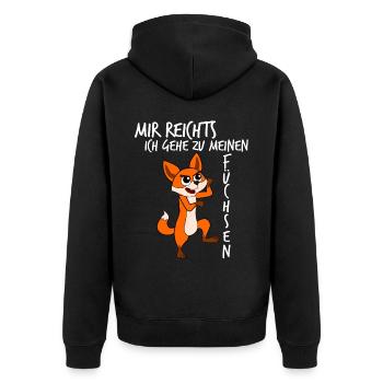 Fuchs Füchse - Unisex Premium Bio Zip Hoodie - Schwarz - Hinten - Nico (187cm)