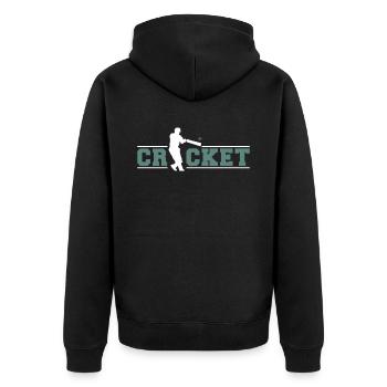 Cricket Spieler sport - Unisex Premium Bio Zip Hoodie - Schwarz - Hinten - Nico (187cm)