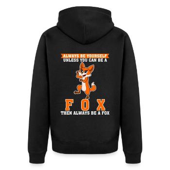 Be a Fox - Unisex Premium Organic Zip Hoodie - black - Back - Nico (187cm)