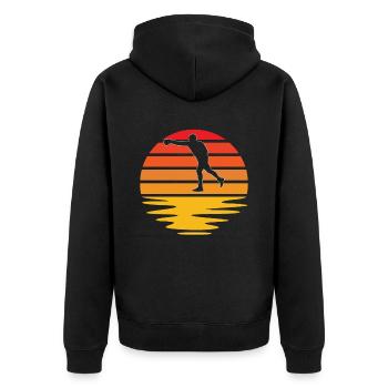 Boxen Retro - Unisex Premium Bio Zip Hoodie - Schwarz - Hinten - Nico (187cm)