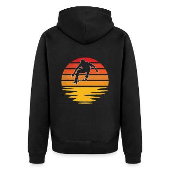Skating Retro - Unisex Premium Organic Zip Hoodie - black - Back - Nico (187cm)
