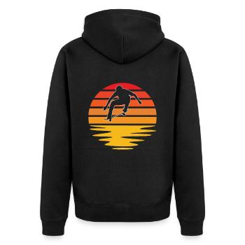 Skating Retro - Unisex Premium Organic Zip Hoodie - black - Back - Nico (187cm)