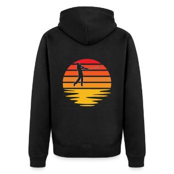 Golf Retro - Unisex Premium Bio Zip Hoodie - Schwarz - Hinten - Nico (187cm)