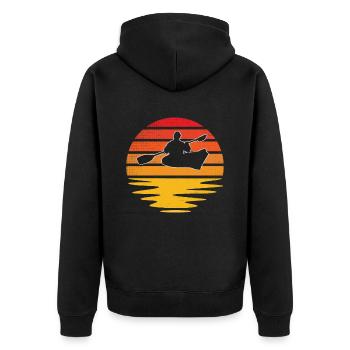 Kanusport Retro - Unisex Premium Bio Zip Hoodie - Schwarz - Hinten - Nico (187cm)