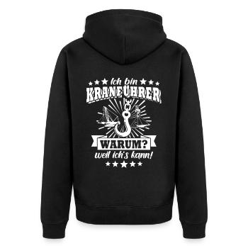 Kranführer Kran Kranfahrer - Unisex Premium Bio Zip Hoodie - Schwarz - Hinten - Nico (187cm)