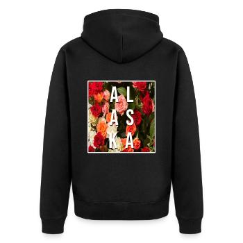 Alaska - Unisex Premium Organic Zip Hoodie - black - Back - Nico (187cm)