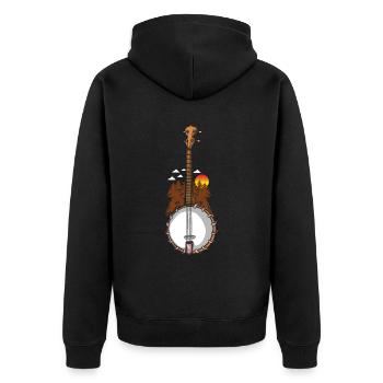 Banjo Shirts For Men Bluegrass Appalachia Folk - Unisex Premium Organic Zip Hoodie - black - Back - Nico (187cm)