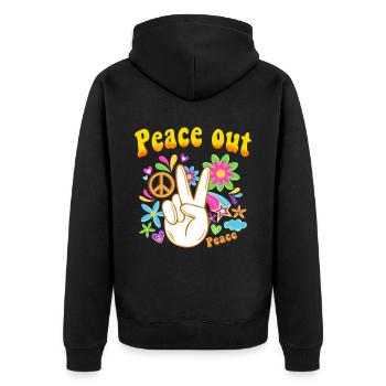 Hippie Tshirt Peace Movement Woodstock Boho Groove - Unisex Premium Organic Zip Hoodie - black - Back - Nico (187cm)
