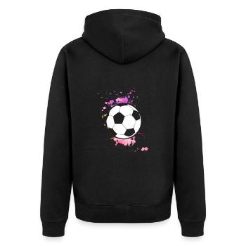 Fußball Tshirt Herren Damen Soccer Football - Unisex Premium Bio Zip Hoodie - Schwarz - Hinten - Nico (187cm)